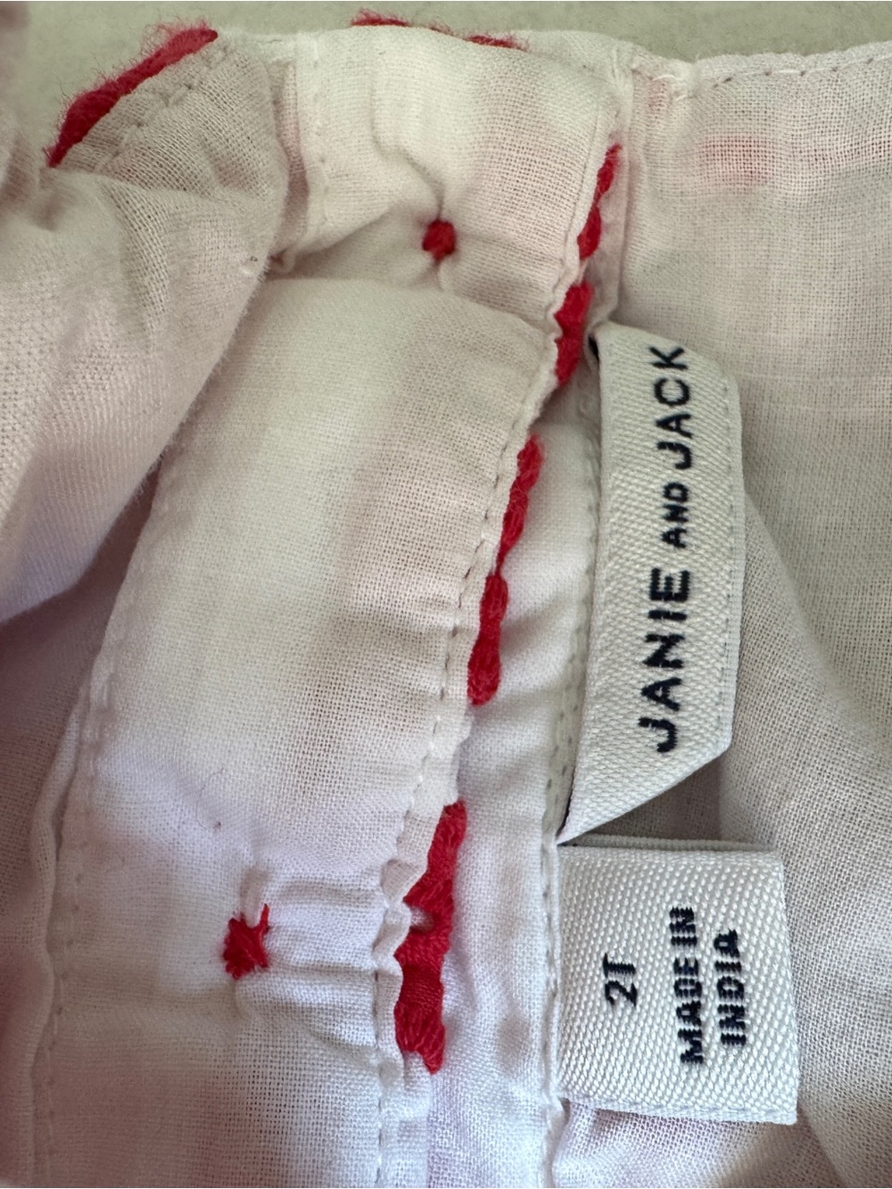Janie and Jack Red Eyelet Romper - Picture 7 of 8